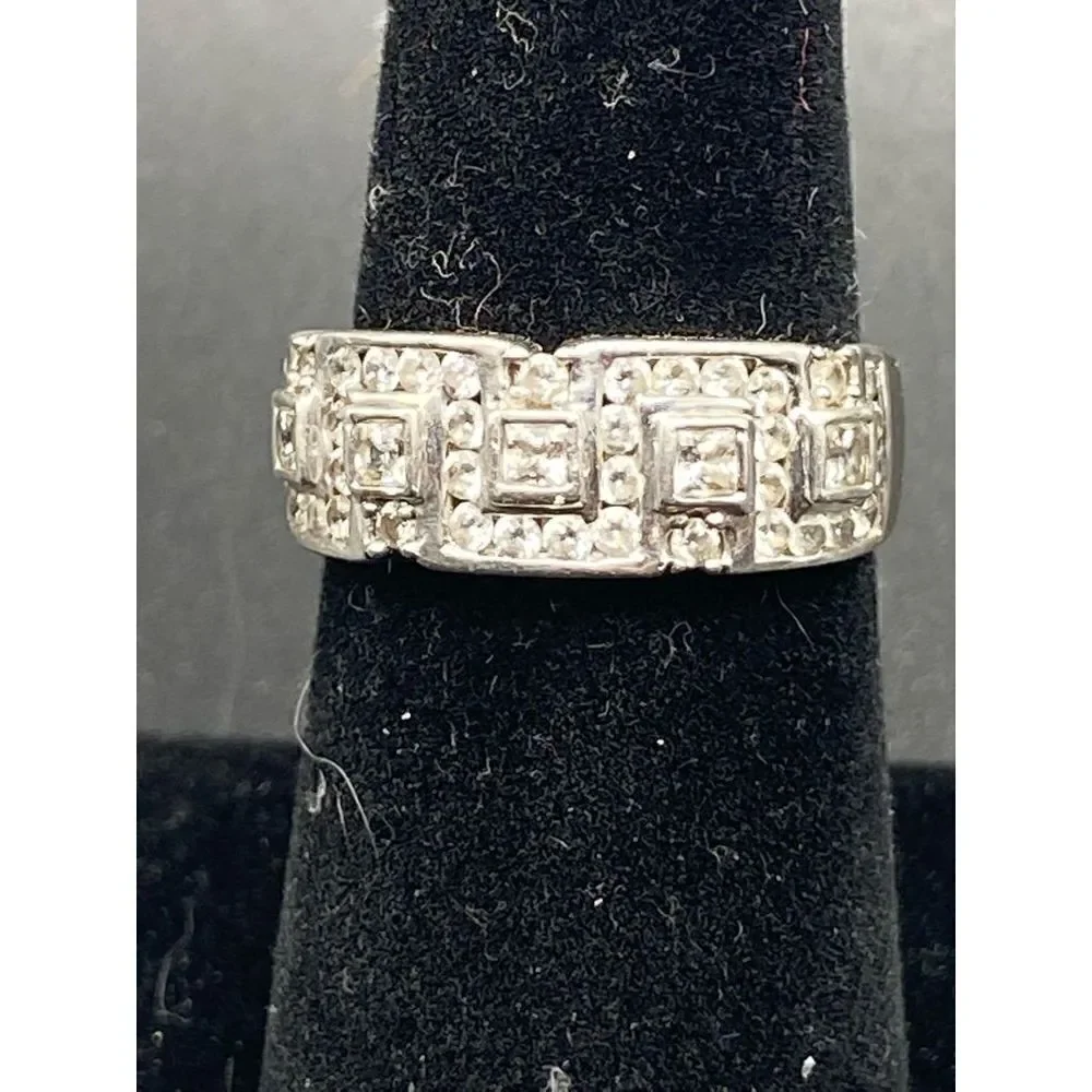 MEDA sterling silver 925 princess cut and round CZ band size 6